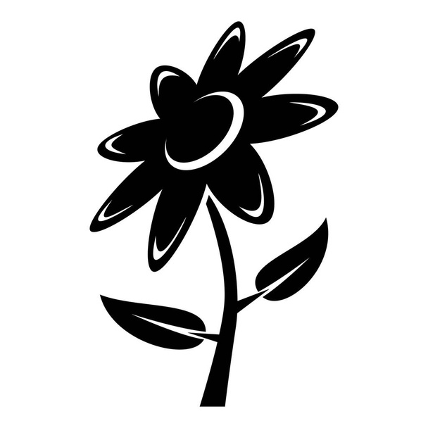 Flower icon, simple black style - Vettoriali, immagini