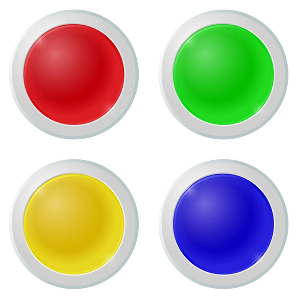 Kolorowe przyciski ustawić na białym tle - Wektor, obraz