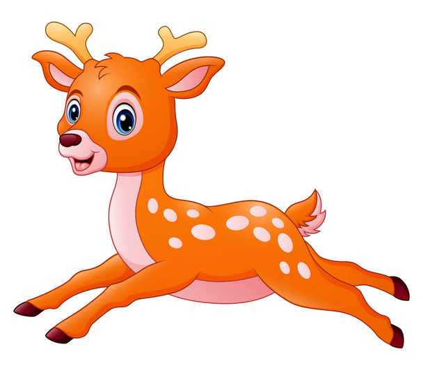 Vector illustration of Cute cartoon deer running - Vector, Image