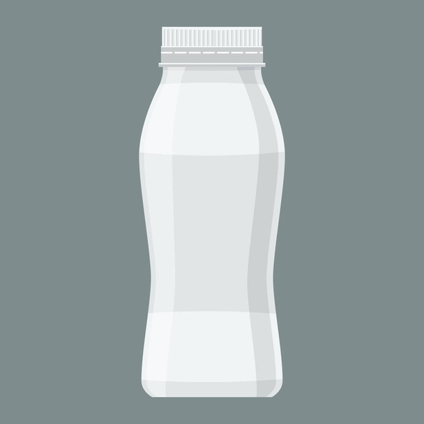 白いヨーグルト牛乳プラスチック ボトル。フラットなカラー スタイル ベクトル. - ベクター画像