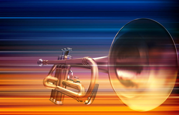 abstrato grunge fundo com trompete
 - Vetor, Imagem