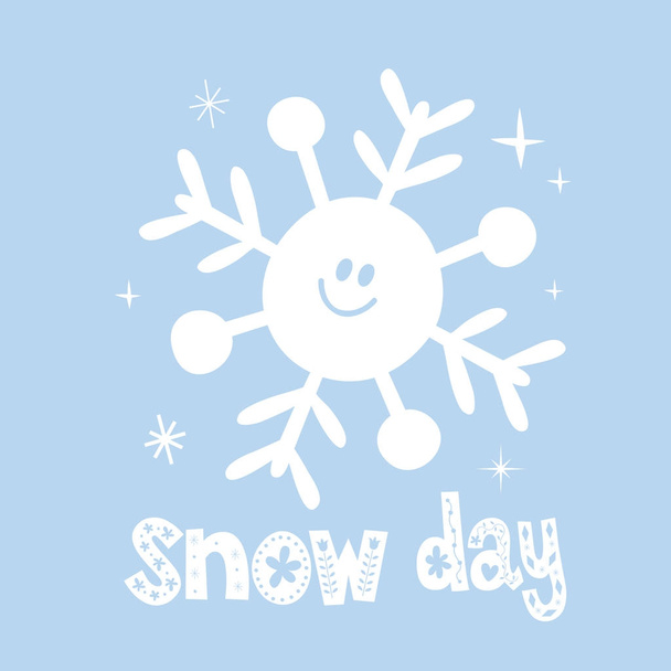 snow day winter design with cute snow flake character - Vektori, kuva