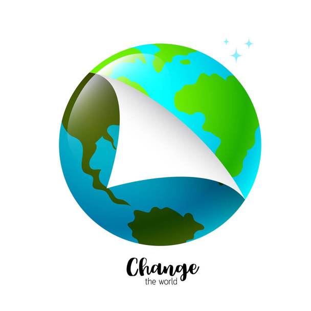 Globus davor und danach. Umweltverschmutzung und schöne Welt. das Weltkonzept ändern. Illustration isoliert auf weißem Hintergrund. - Vektor, Bild