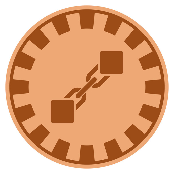 Blockchain Copper Casino Chip - Vector, imagen