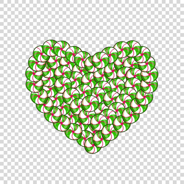 цукерки серце з зелених і білих льодяників і цукерок ізольовані
 - Вектор, зображення