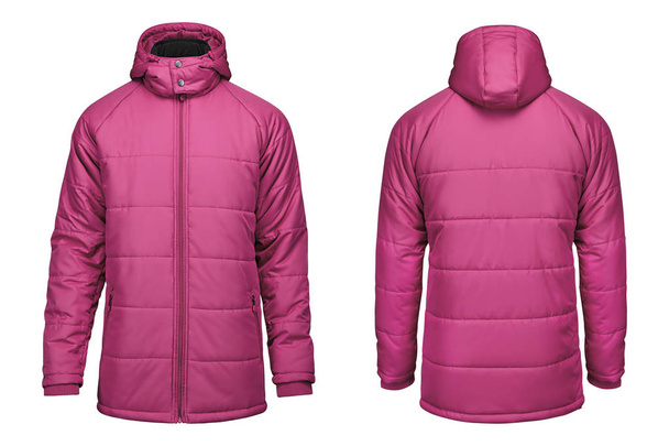 Fashion winter pink jacket,  clipping path isolated white background. - Photo, Image