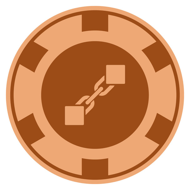 Blockchain Copper Casino Chip - Vector, Image