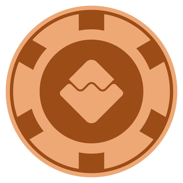 Waves Currency Copper Casino Chip - Вектор,изображение