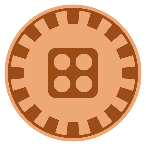 Dice Copper Casino Chip - Vector, Image