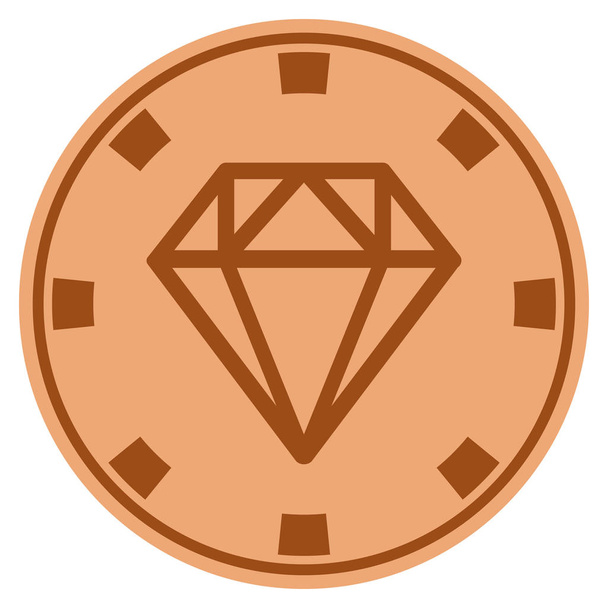 Diamond Copper Casino Chip - Вектор, зображення