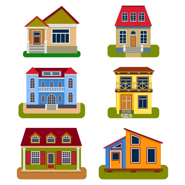 Historical city modern world most visited famous distinctive house building front face facade vector illustration - Vector, imagen