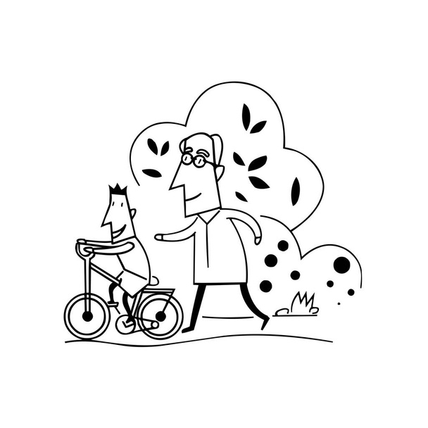 Aprender dibujos animados bicicleta Ilustración
  - Vector, Imagen