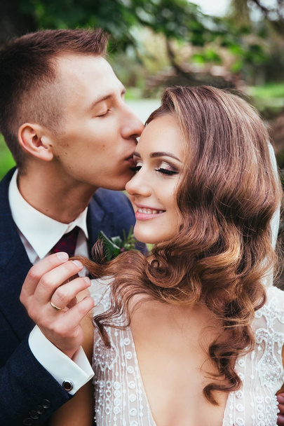 Sensual portrait of a young couple. Wedding photo outdoor - Photo, Image
