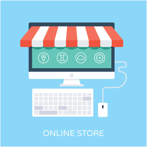 Online Store Flat Vector Icon - Vector, Image