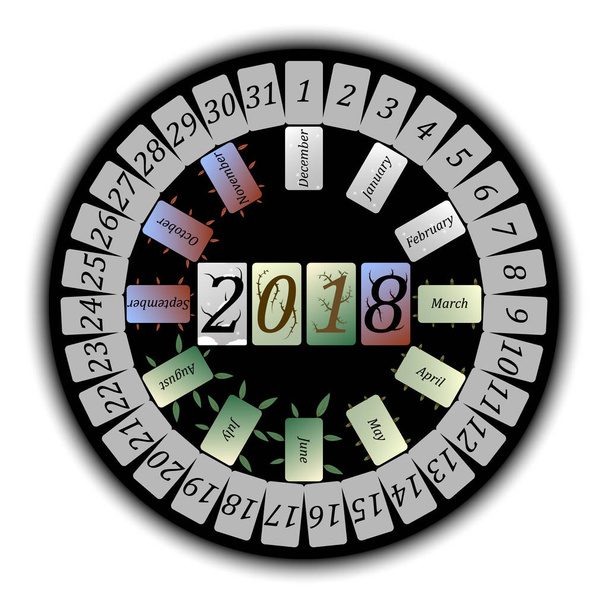 Tiivistelmä vuoden 2018 kalenterista
 - Vektori, kuva