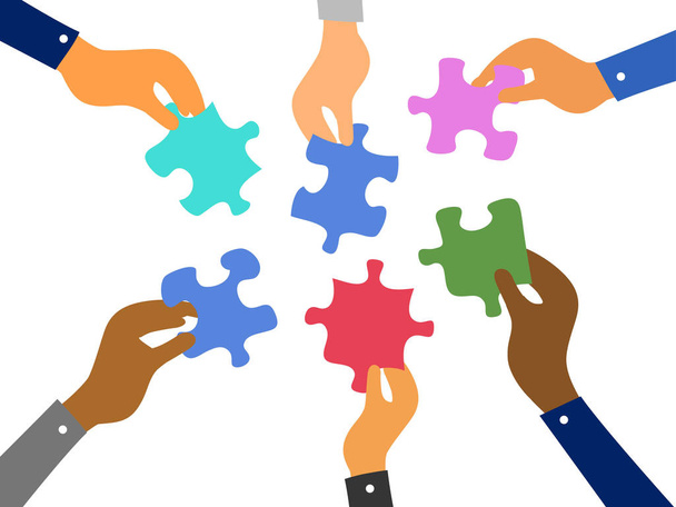 business teamwork jigsaw puzzles concept - Vector, Image