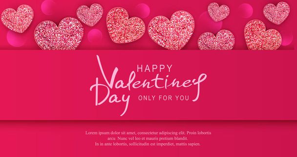 Vector illustration for Valentine's Day. Background with hearts. Template for a greeting card for the Day of All Lovers. - Vektor, kép