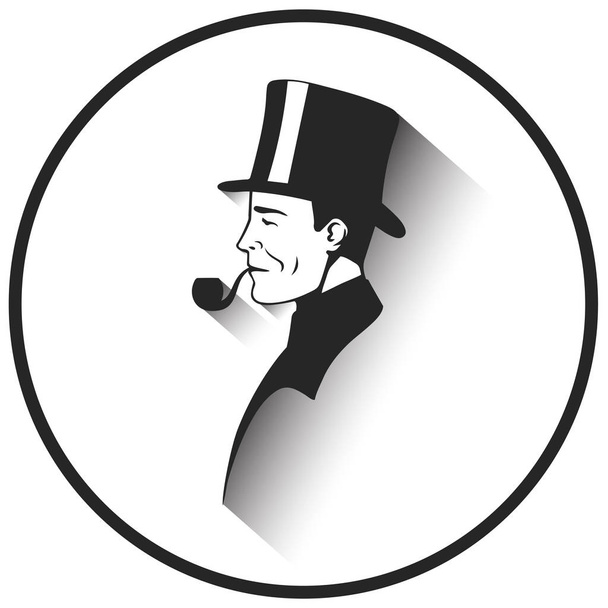 Icon of a gentleman with a pipe. - Διάνυσμα, εικόνα