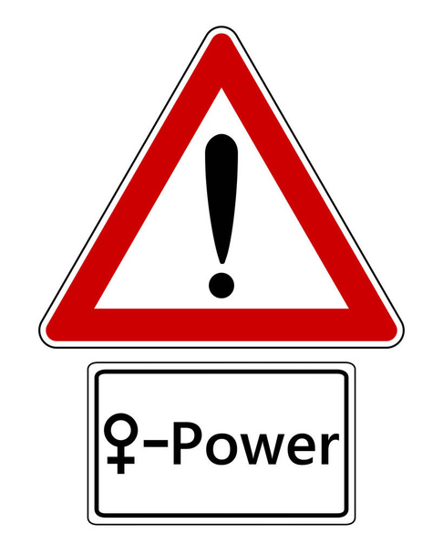 Attention sign with exclamation mark and venus symbol - Vector, Image