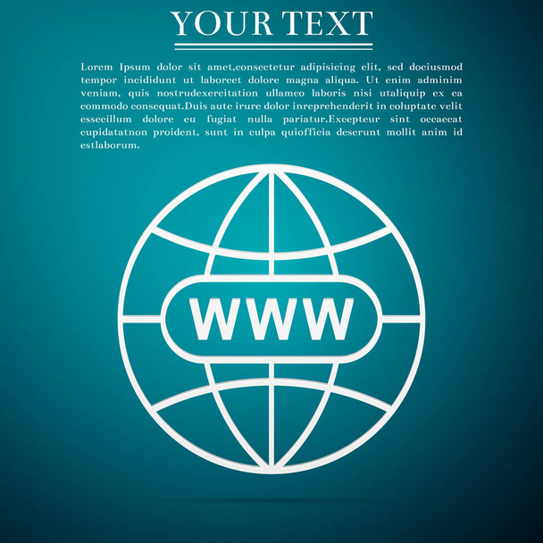 Web に行くアイコンを青い背景に分離します。Www アイコン。ウェブサイトのピクトグラム。ワールド ・ ワイド ・ ウェブのシンボル。インターネット web サイトのデザイン、ロゴ、アプリの Ui のシンボル。フラットなデザイン。ベクトル図 - ベクター画像