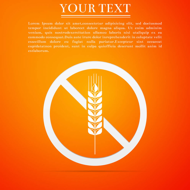 Gluten ücretsiz tahıl simgesi turuncu zemin üzerine izole. Buğday iz yok. Gıda intoleransı sembolleri. Düz tasarım. Vektör çizim - Vektör, Görsel