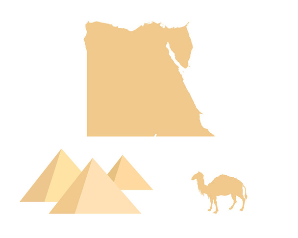 Egypt, pyramidy a velbloud na bílém - Vektor, obrázek