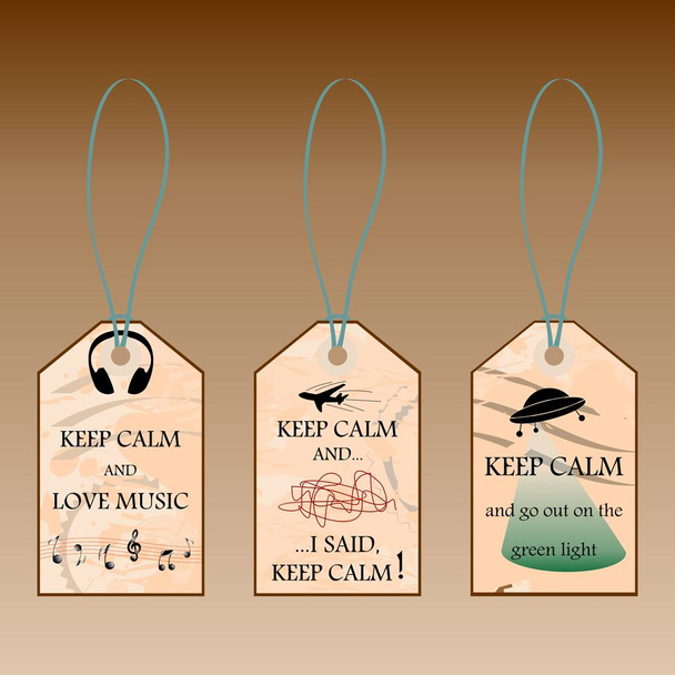 Labels with Keep calm text on vintage background - Vector, Image