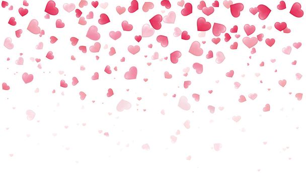Confetti hearts for Valentine petals falling on white background. Dackground with different colored hearts - stock vector. - Vector, Image
