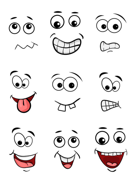 jeu de visage de dessin animé isolé sur fond blanc
 - Vecteur, image