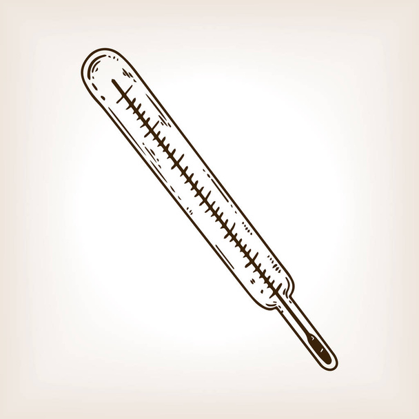 Medical thermometer engraving vector illustration - Wektor, obraz