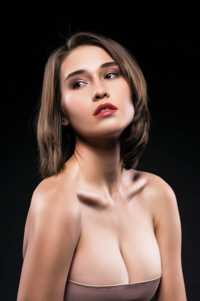 Beautiful big breasted mixed asian-caucasian race girl. - Foto, Imagem