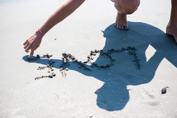 Liebesbotschaft in Sand geschrieben - Foto, Bild