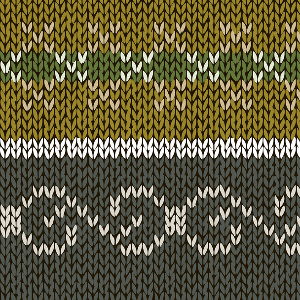Dvě fair isle styl ruční výroba pletené vzory, hořčice, zelený, šedý přírodní barvy. Vektorové ilustrace - Vektor, obrázek