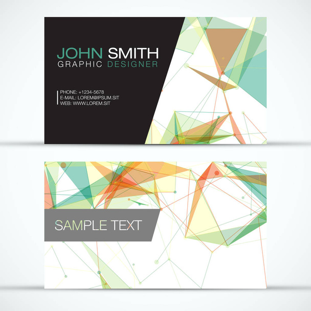 Elegant Modern Business Card Set - Colorful Polygon Mesh on White Background -  EPS10 Vector Design - Vector, Image