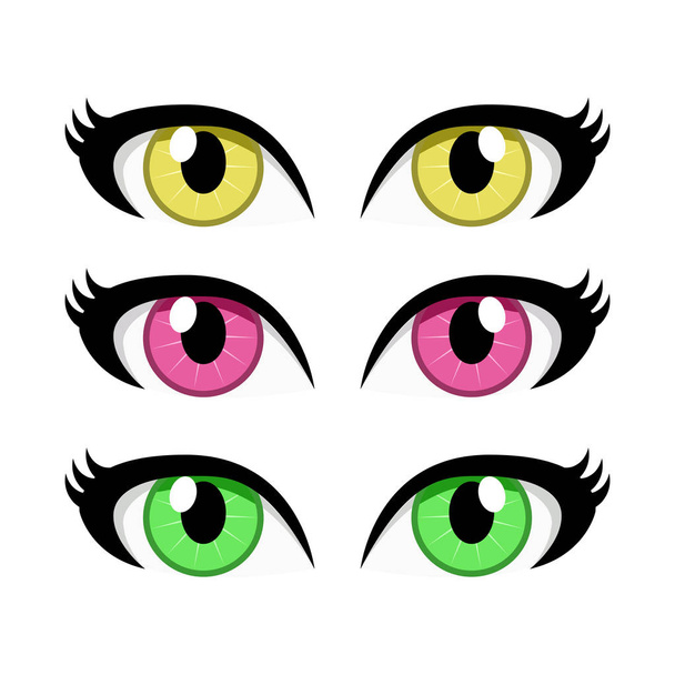 cartone animato donna occhi set isolato su sfondo bianco
 - Vettoriali, immagini