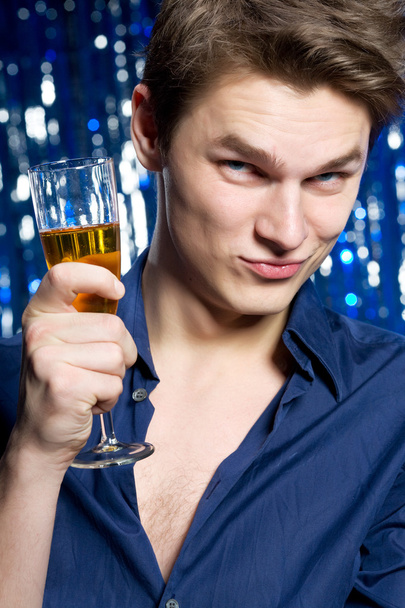 Man with glass of champagne - Фото, изображение