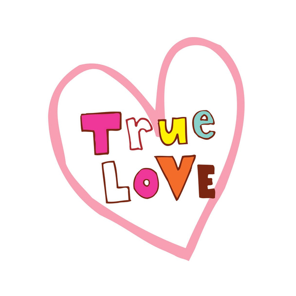 true love - heart shaped hand lettering design - Вектор,изображение