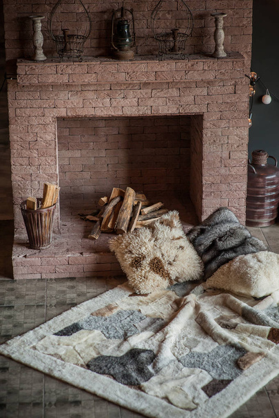 carpet of fur in the interior of the house - Foto, immagini