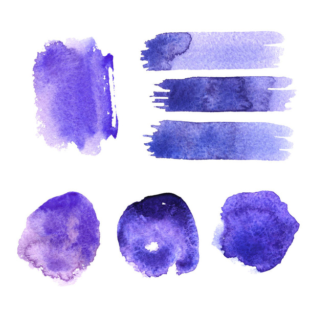  Ultra Violet barví akvarel jako abstraktní designový prvek. Barevné kuličky izolovaných na bílém pozadí. Módní barva roku 2018 - Fotografie, Obrázek