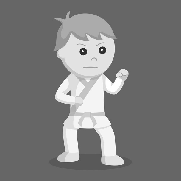 karate kid combat pose black and white style - Vektor, kép