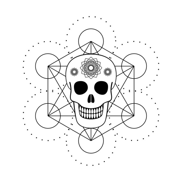 Ornamental Skull with Geometric Symbol - Vector, Image