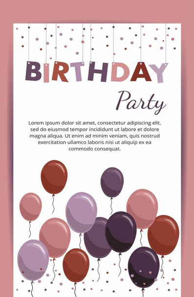 Happy birthday card with balloons .Birthday Party Elements Isolated on White Background - Vector, Image