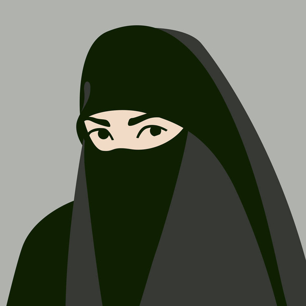 Musulman en hijab visage vecteur illustration plat style avant
  - Vecteur, image