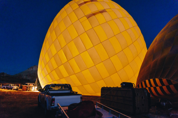 Hot air balloons at night, Cappadocia, Turkey - Photo, Image