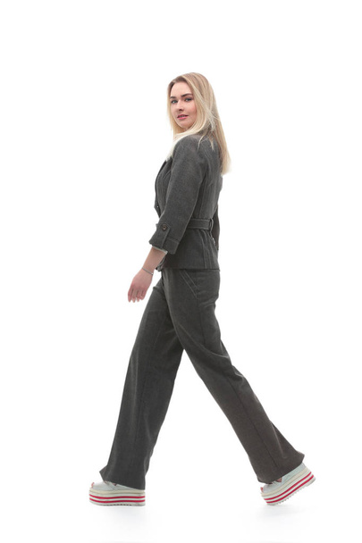 full growth.motivated business woman walking forward. - Fotó, kép