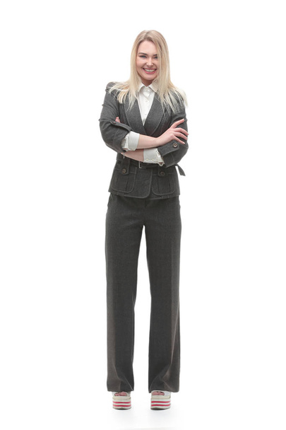 full-length portrait of young business woman - 写真・画像