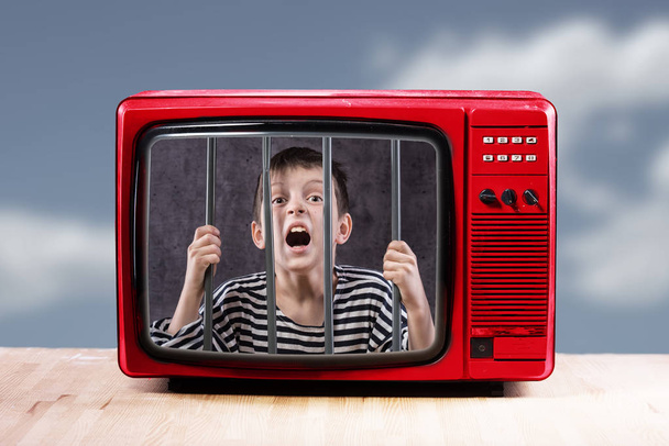 Boy in entertainment prison concept. - Fotoğraf, Görsel