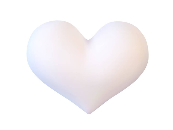 Realistic white vector valentine heart in 3d style with glare on white background. Vector illustration - Vector, Image