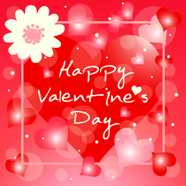Valentines day vector background with cute daisy flower and hear - Vektor, obrázek
