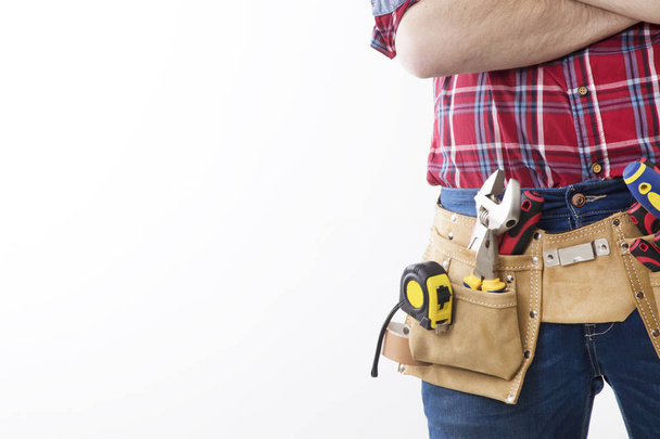 worker and professional builder with tools - 写真・画像